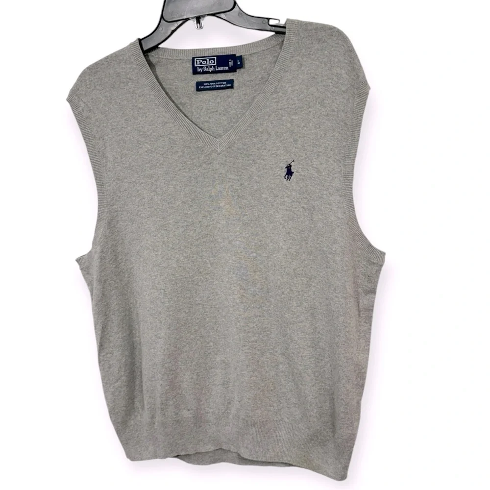 Polo Ralph Lauren Men’s Pima Cotton Gray Sweater Vest‎ Size L